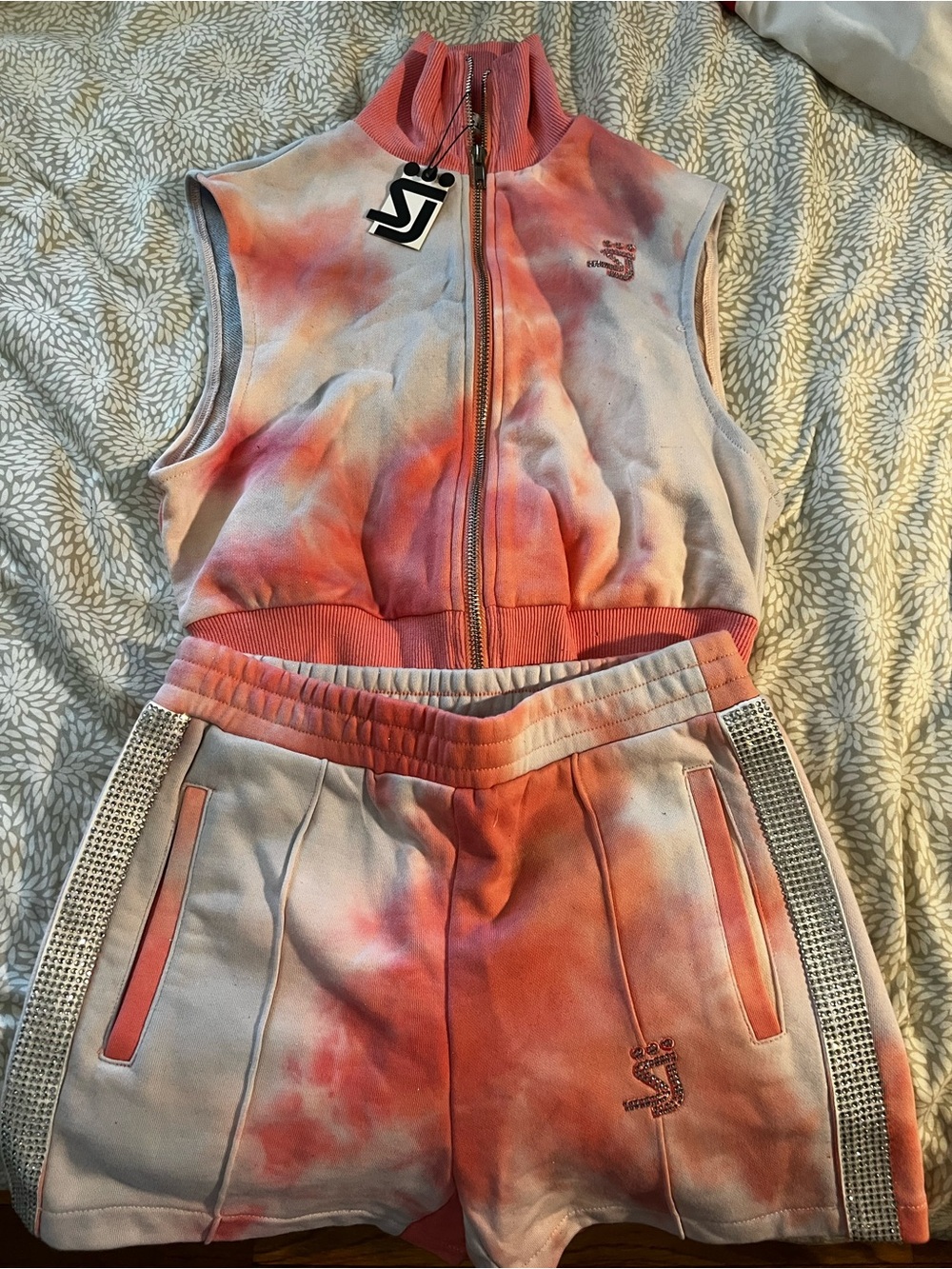 Women’s Pink Tie-Dye Zip Front Sleeveless Bodysuit
